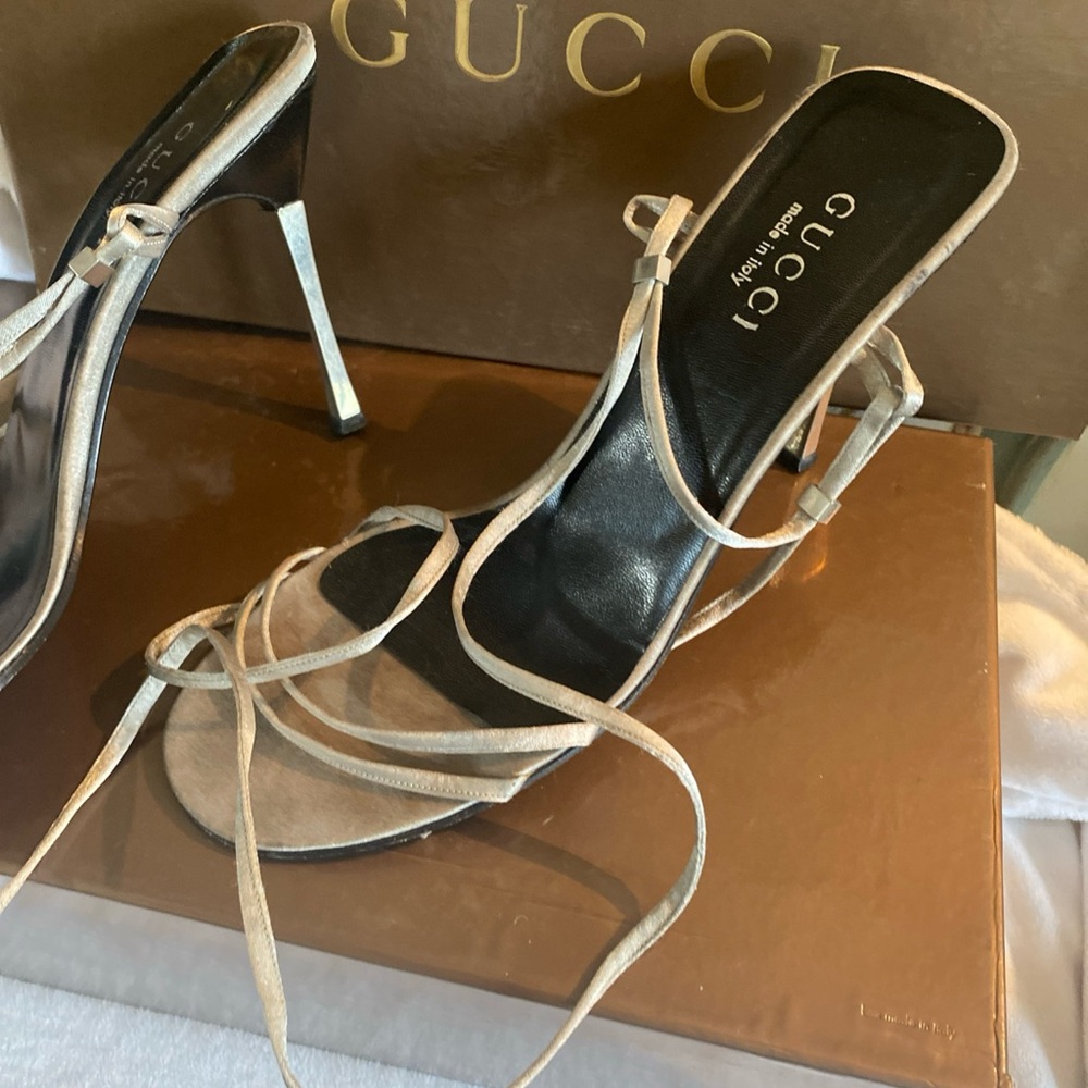 Gucci Black and Silver Stiletto Heels